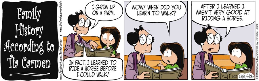 "I grew up on a farm. In fact, I learned to ride a horse before I could walk!"