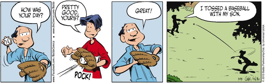 "I tossed a baseball with my son."
