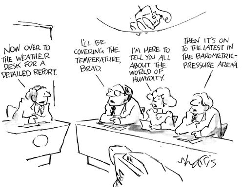 "Now over to the weather desk for a detailed report."