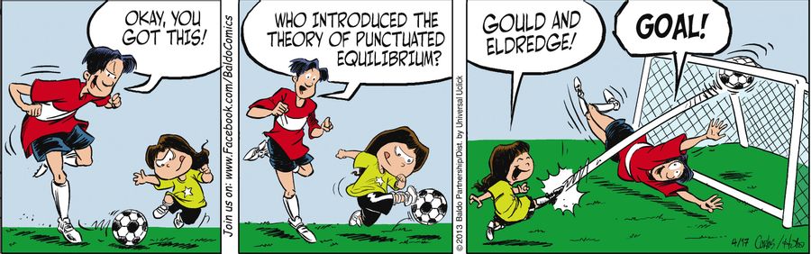 "Okay, you got this! Who introduced the theory of punctuated equilibrium?"