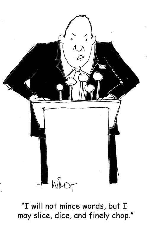 "I will not mince words, but I may slice, dice, and finely chop."