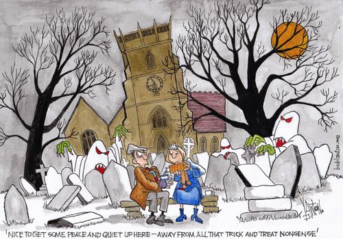 'Nice to get some peace and quiet up here - away from all that trick or treat nonsense."