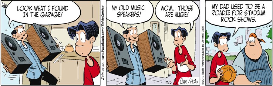 "Look what I found in the garage! My old music speakers!"