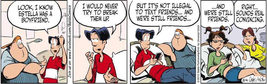"Look, I know Estella has a boyfriend. I would never try to break them up. But it's not illegal to text friends...and we're still friends..."