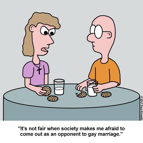 "It's not fair when society makes me afraid to come out as an opponent to gay marriage."