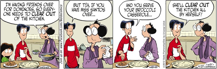 "I'm having friends over for dominoes, so everyone needs to clear out of the kitchen."