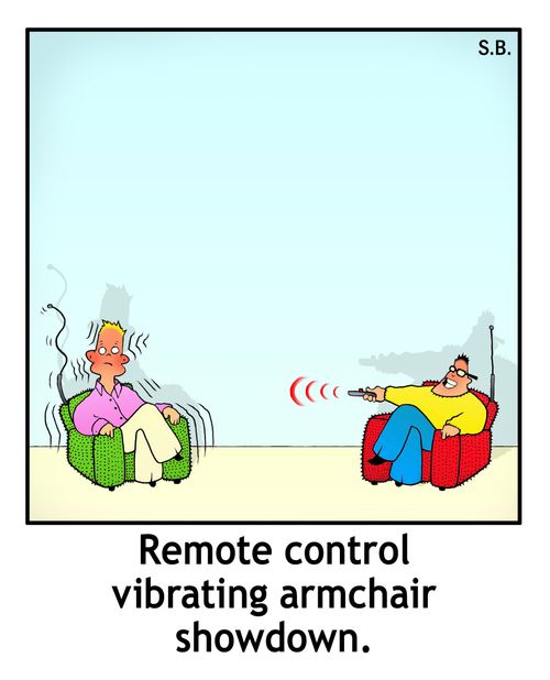 Remote control vibrating armchair showdown.