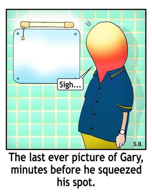 The last ever picture of Gary, minutes before he squeezed his spot.