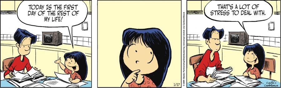 "Today is the first day of the rest of my life! That's a lot of stress to deal with."