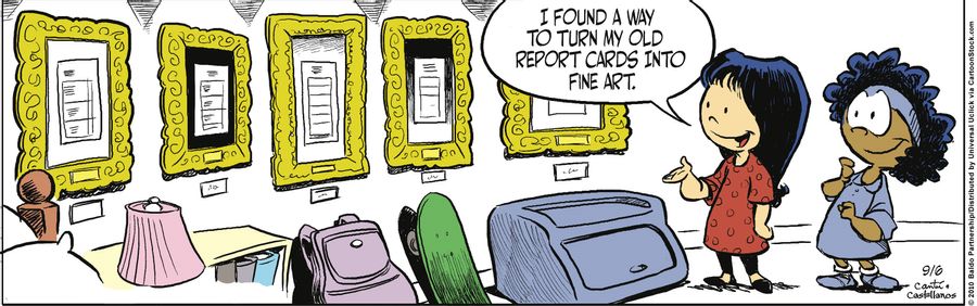 "I found a way to turn my old report cards into fine art."
