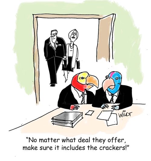 "No matter what deal they offer, make sure it includes the crackers!"