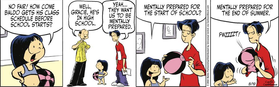 "No fair! How come Baldo gets his class schedule before school starts?"