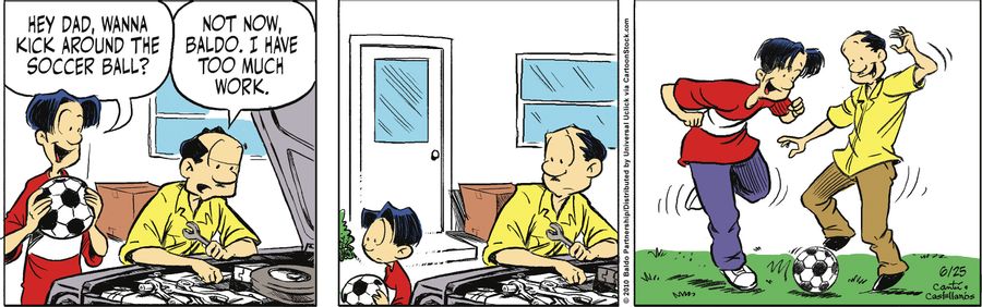 "Hey Dad, wanna kick around the soccer ball?"