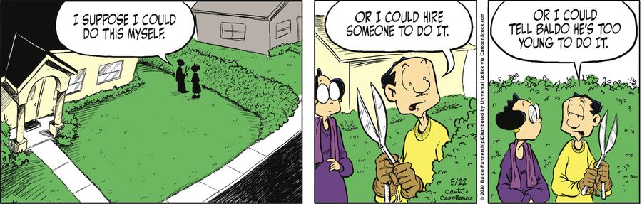 "I suppose I could do this myself. Or I could hire someone to do it. Or I could tell Baldo he's too young to do it."
