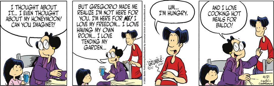 "I thought about it...I even thought about my honeymoon! Can you imagine?! But Gregorio made me realize I'm not here for you. I'm here for me! I love having my own room...I love tending my garden..."
