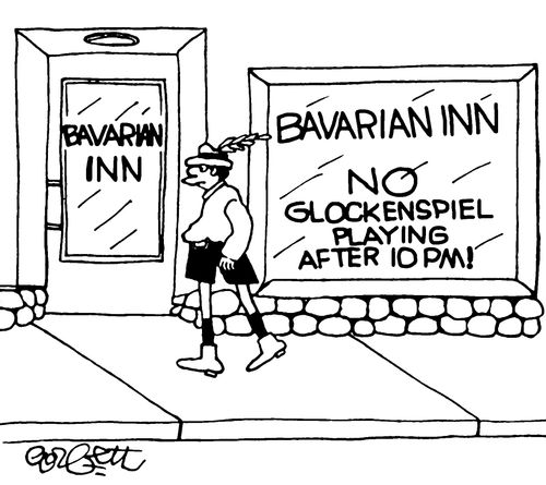 Bavarian Inn: NO glockenspiel playing after 10 PM!