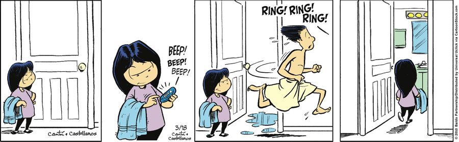 Gracie lures Baldo out of the bathroom by calling his phone.