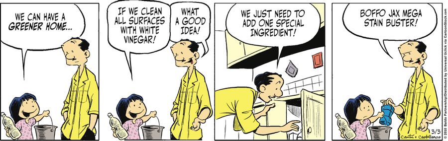 "We can have a greener home...if we clean all surfaces with white vinegar!"