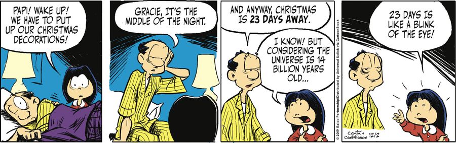 "Papi! Wake up! We have to put up our Christmas decorations!"