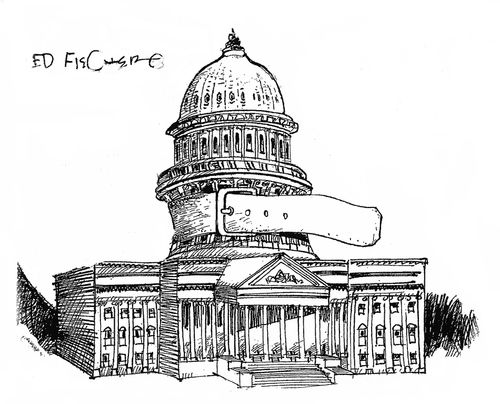 Belt tightening at the Capitol Building.