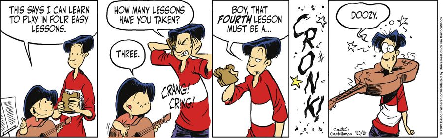 "This says I can learn to play in four easy lessons."