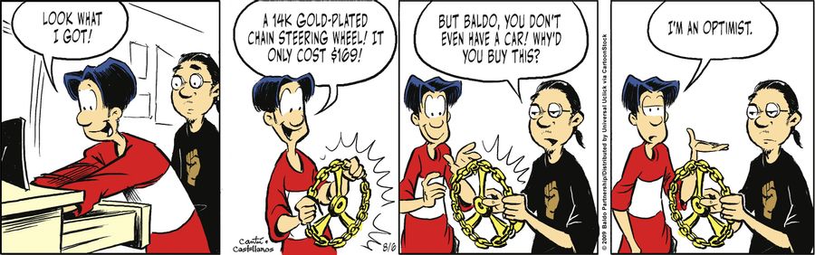 "Look what I got! A 14K gold-played chain steering wheel! It only cost $169!"