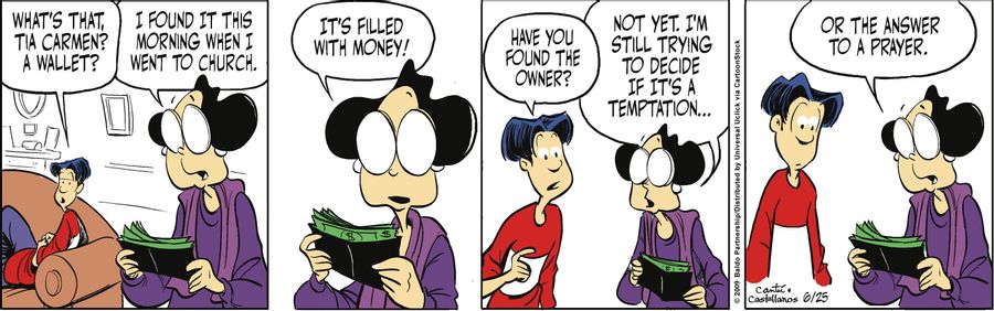 "I found it this morning when I went to church. It's filled with money!"