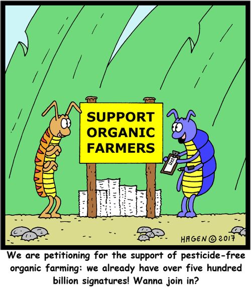 "We are petitioning for the support of pesticide-free organic farming: we already have over five hundred billion signatures! Wanna join in?"