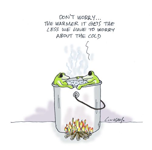 "Don't worry... the warmer it gets the less we have to worry about the cold."