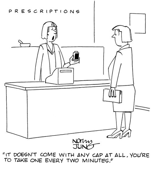 "It doesn't come with any cap at all. You're to take one every two minutes."