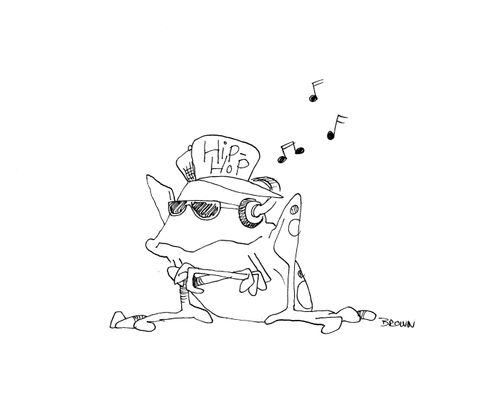 Hip hop frog listening to music