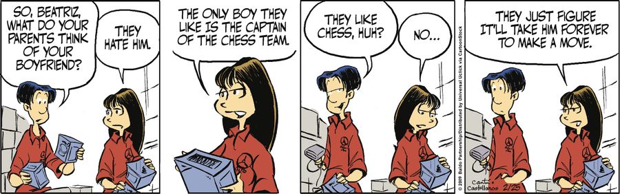 "So, Beatriz, what do your parents think of your boyfriend?"