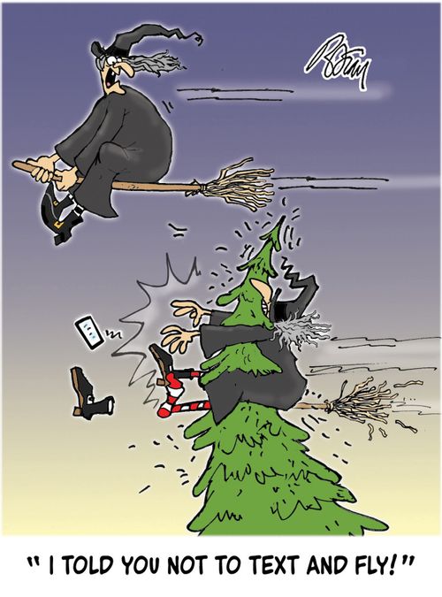 "I told you not to text and fly!"