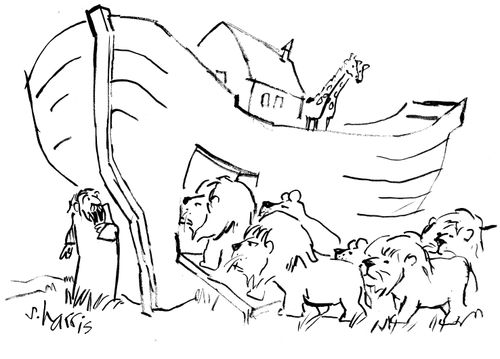 Noah's ark, many lions