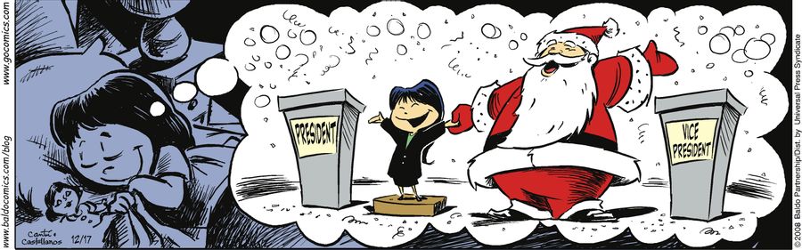 Gracie dreams of Santa as her vice presidential candidate.
