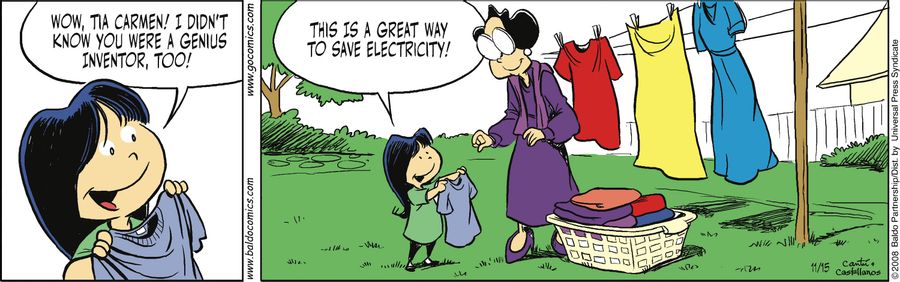 "Wow, Tia Carmen! I didn't know you were a genius inventor, too! This is a great way to save electricity!"
