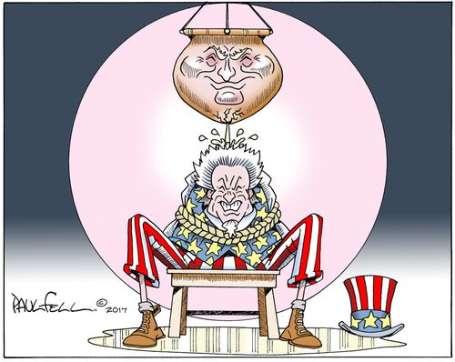 Donald Trump as water torture for Uncle Sam.