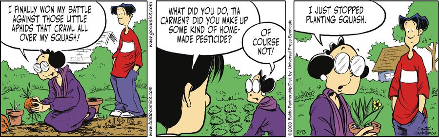 "I finally won my battle against those little aphids that crawl all over my squash!"