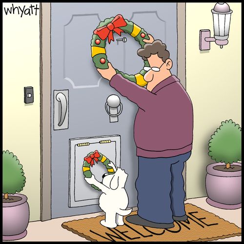 Christmas Wreath on a Doggy Door