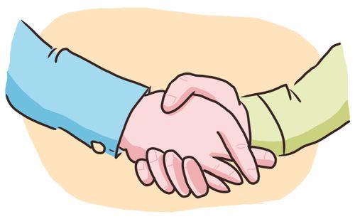 Handshake with crossed fingers 