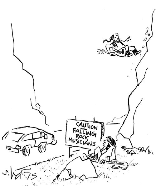 Caution - Falling Rock Musicians.