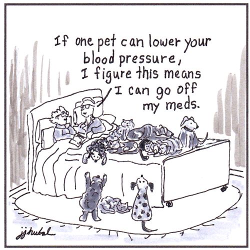 "If one pet can lower your blood pressure, I figure this means I can go off my meds."