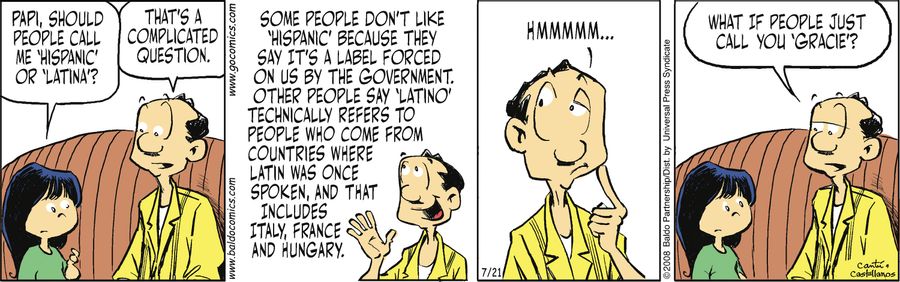 "Papi, should people call me 'Hispanic' or 'Latina'?"