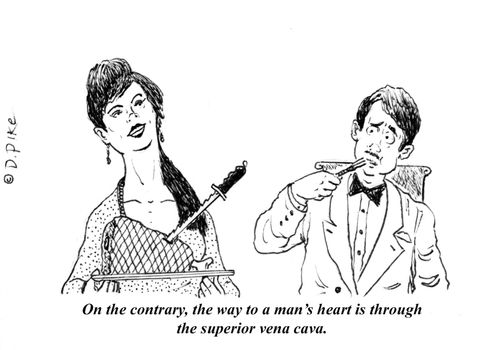 "On the contrary, the way to a man's heart is through the superior vena cava."