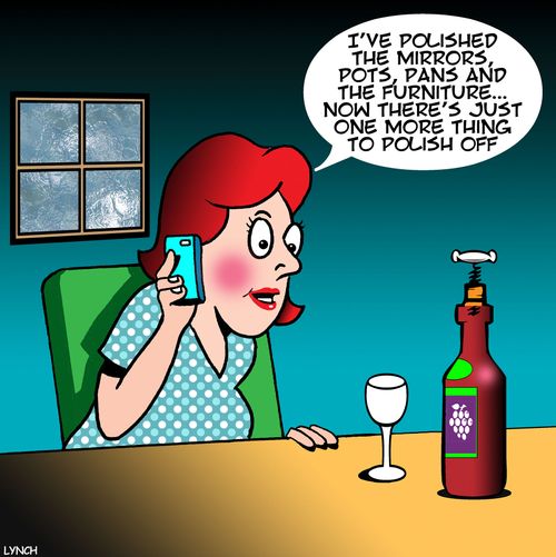 "I've polished the mirrors, pots, pans and the furniture...now there's just one more thing to polish off."