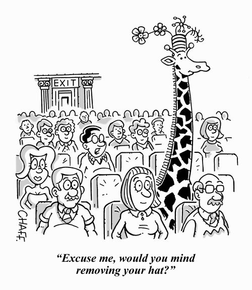 "Excuse me, would you mind removing your hat?"