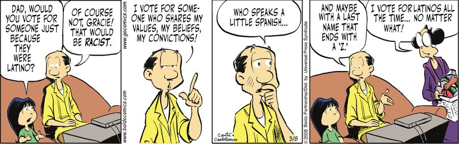 "Dad, would you vote for someone just because they were Latino?"