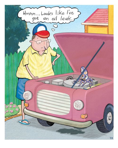 "Hmmm...Looks like I've got an oil leak."