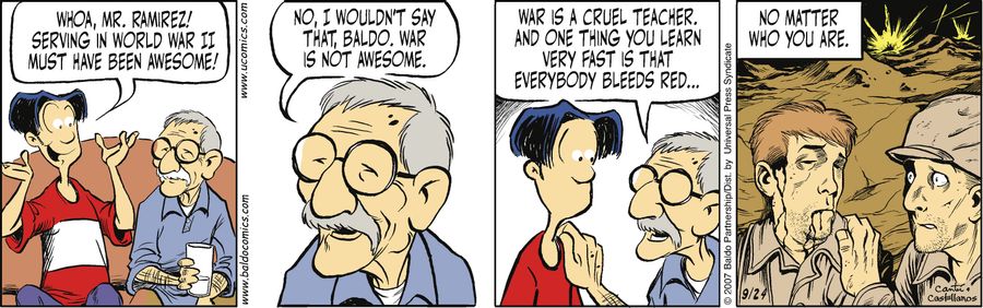 "Whoa, Mr. Ramirez! Serving in World War II must have been awesome!"