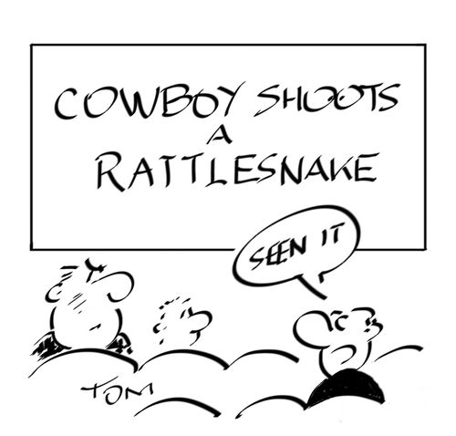 Cowboy shoots a rattlesnake
